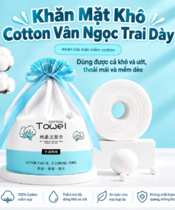 Khăn Lau Mặt Dùng Một Lần, Khăn Mặt Khô Cotton Vân Ngọc Trai Dày Dặn, Khô Ướt Đều Dùng Được