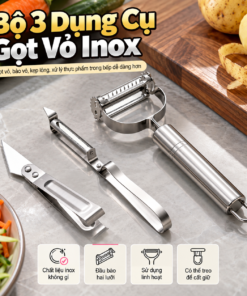 Bộ 3 Dụng Cụ Gọt Vỏ Inox, Dao Bào Rau Củ Trái Cây, Dụng Cụ Gọt Khoai Tây, Bào Sợi Đa Năng Tiện Lợi Cho Nhà Bếp