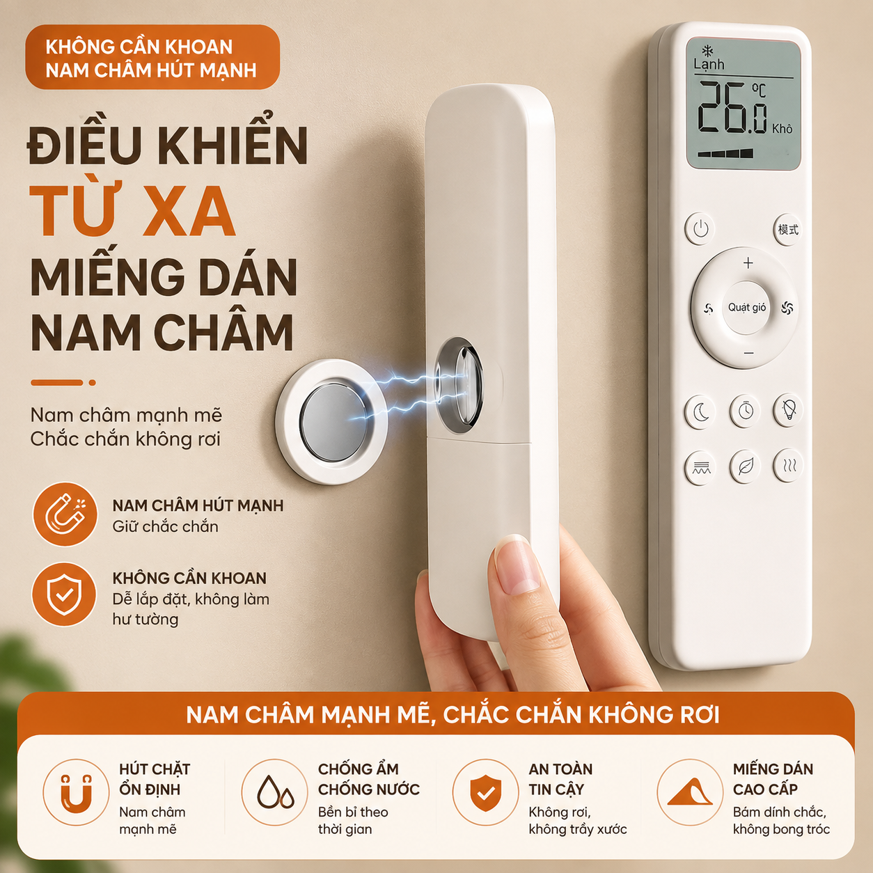Giá Treo Điều Khiển Từ Xa Nam Châm, Kệ Dán Tường Không Cần Khoan, Giá Đỡ Remote TV, Điều Hòa Tiện Lợi, Hít Từ Siêu Chắc