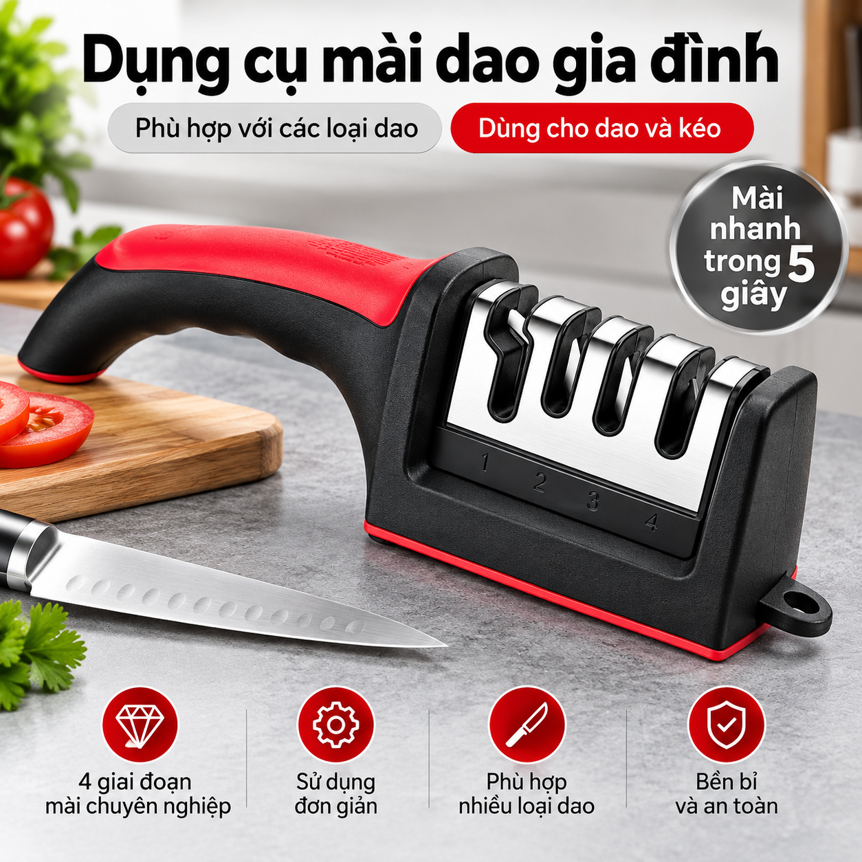 Dụng Cụ Mài Dao Đa Năng, Đá Mài Dao Kéo Gia Đình, Mài Sắc Dao Kéo Nhanh Chóng, Dụng Cụ Mài Dao Nhà Bếp Tiện Lợi