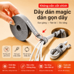 Dây Buộc Dây Điện Dạng Cuộn Tiện Lợi, Dây Dán Velcro Quấn Gọn Dây Cáp, Dây Sắp Xếp Cáp Sạc, Dây Điện Bàn Làm Việc