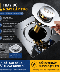 Lõi Thoát Nước Sàn Bật Nhảy, Dạng Nhấn Chân, Nắp Đậy Cống Thoát Nước Nhà Tắm, Chống Mùi, Lọc Rác