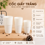 Cốc Giấy Dùng 1 Lần Ly Giấy Trắng Dày Dặn Cho Gia Đình Văn Phòng Tiệc Sự Kiện 250-350ml