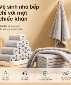 Khăn Lau Bếp Sợi Than Tre, Khăn Rửa Chén Thấm Hút Tốt, Lau Dầu Mỡ, Khăn Lau Đa Năng Dày Dặn